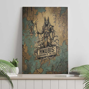 Anubis Canvas Wall Art Ancient Egyptian Aged Papyrus, Scales of Justice, and Egyptian Hieroglyph - African Pride