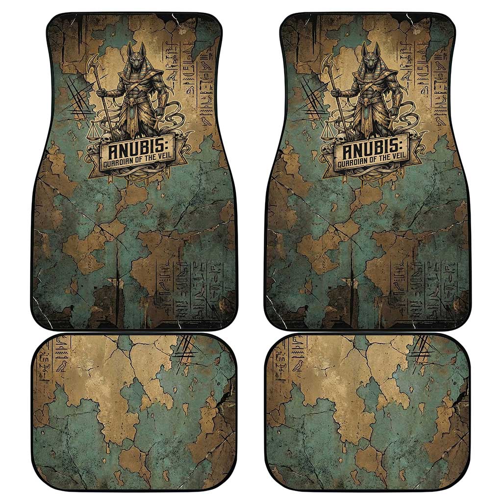 Anubis Car Mats Ancient Egyptian Aged Papyrus, Scales of Justice, and Egyptian Hieroglyph - African Pride