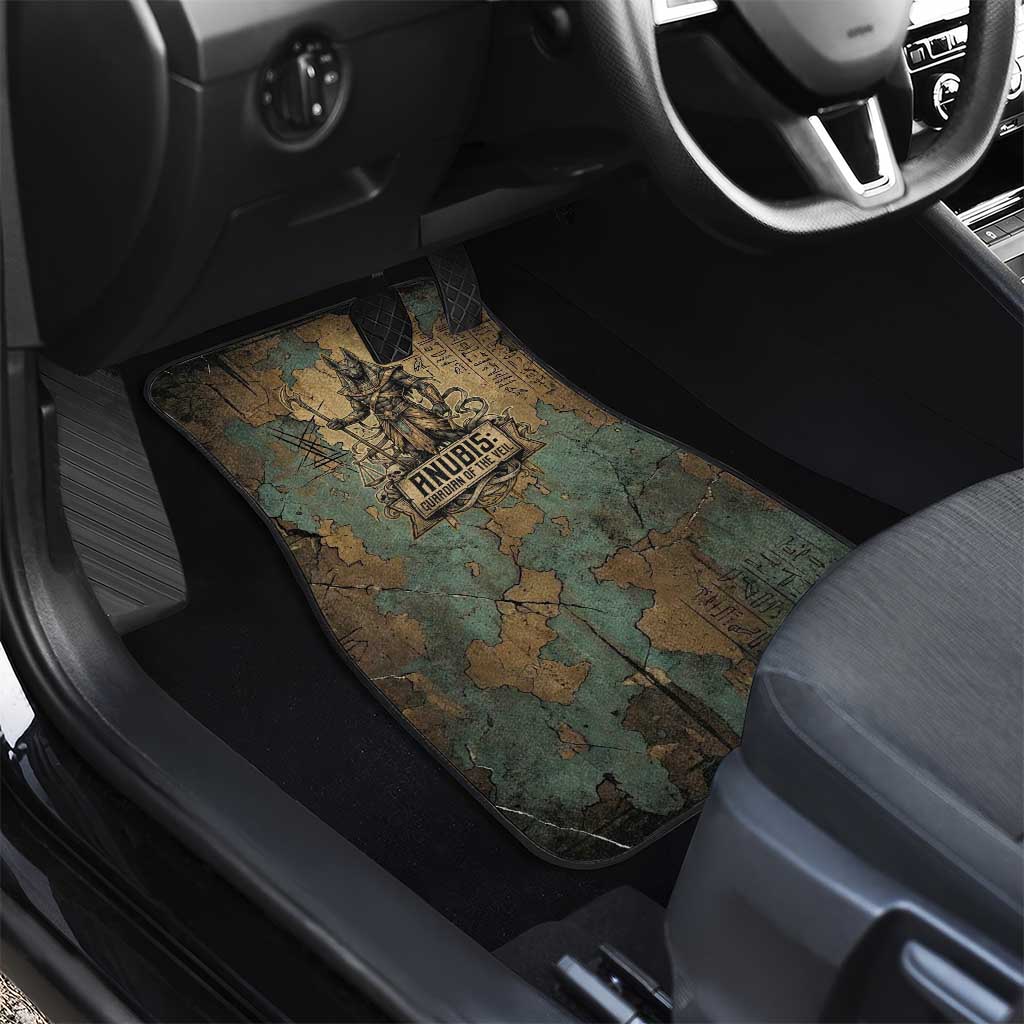 Anubis Car Mats Ancient Egyptian Aged Papyrus, Scales of Justice, and Egyptian Hieroglyph - African Pride