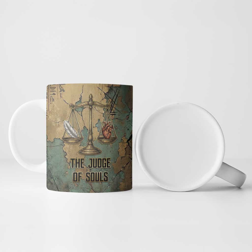 Anubis Ceramic Mug Ancient Egyptian Aged Papyrus, Scales of Justice, and Egyptian Hieroglyph - African Pride