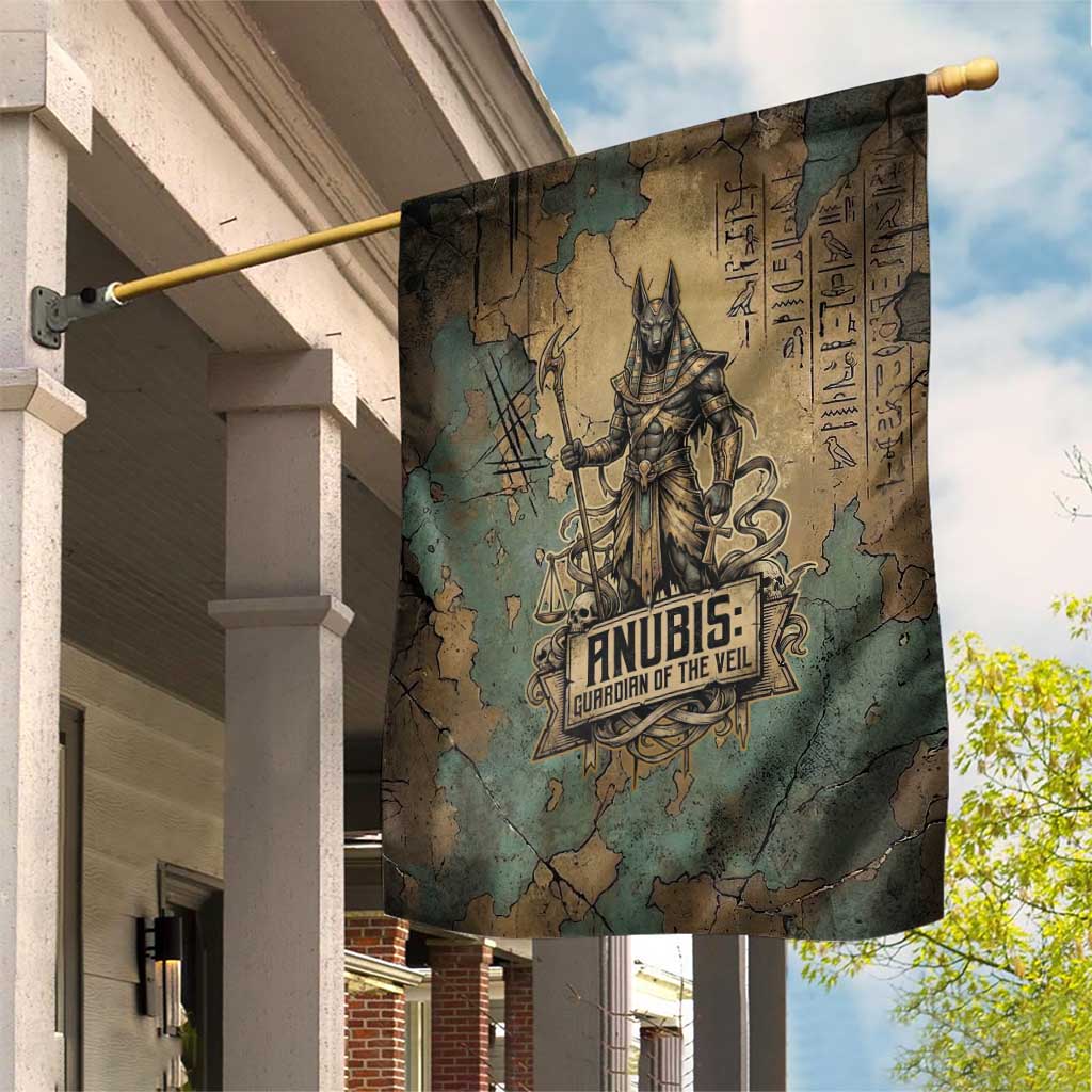 Anubis Garden Flag Ancient Egyptian Aged Papyrus, Scales of Justice, and Egyptian Hieroglyph - African Pride
