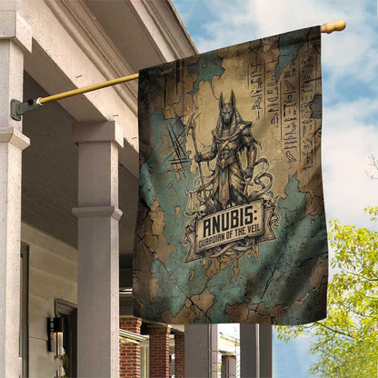 Anubis Garden Flag Ancient Egyptian Aged Papyrus, Scales of Justice, and Egyptian Hieroglyph - African Pride