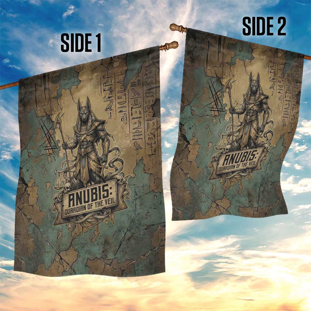 Anubis Garden Flag Ancient Egyptian Aged Papyrus, Scales of Justice, and Egyptian Hieroglyph - African Pride