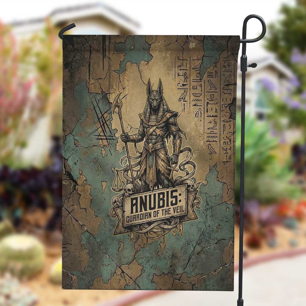 Anubis Garden Flag Ancient Egyptian Aged Papyrus, Scales of Justice, and Egyptian Hieroglyph - African Pride