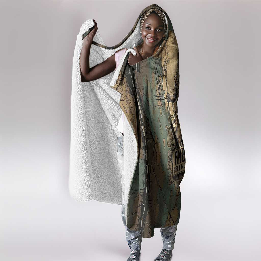 Anubis Hooded Blanket Ancient Egyptian Aged Papyrus, Scales of Justice, and Egyptian Hieroglyph - African Pride