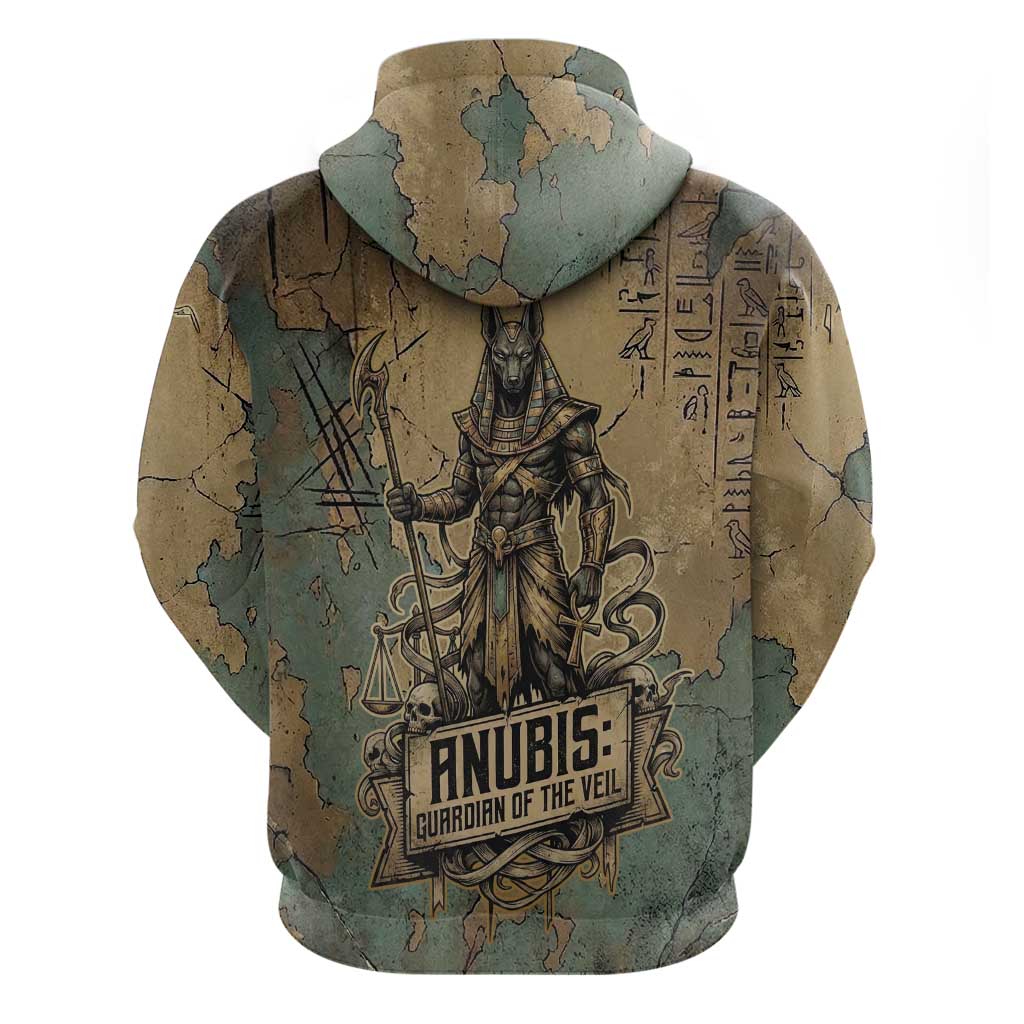 Anubis Hoodie Ancient Egyptian Aged Papyrus, Scales of Justice, and Egyptian Hieroglyph - African Pride