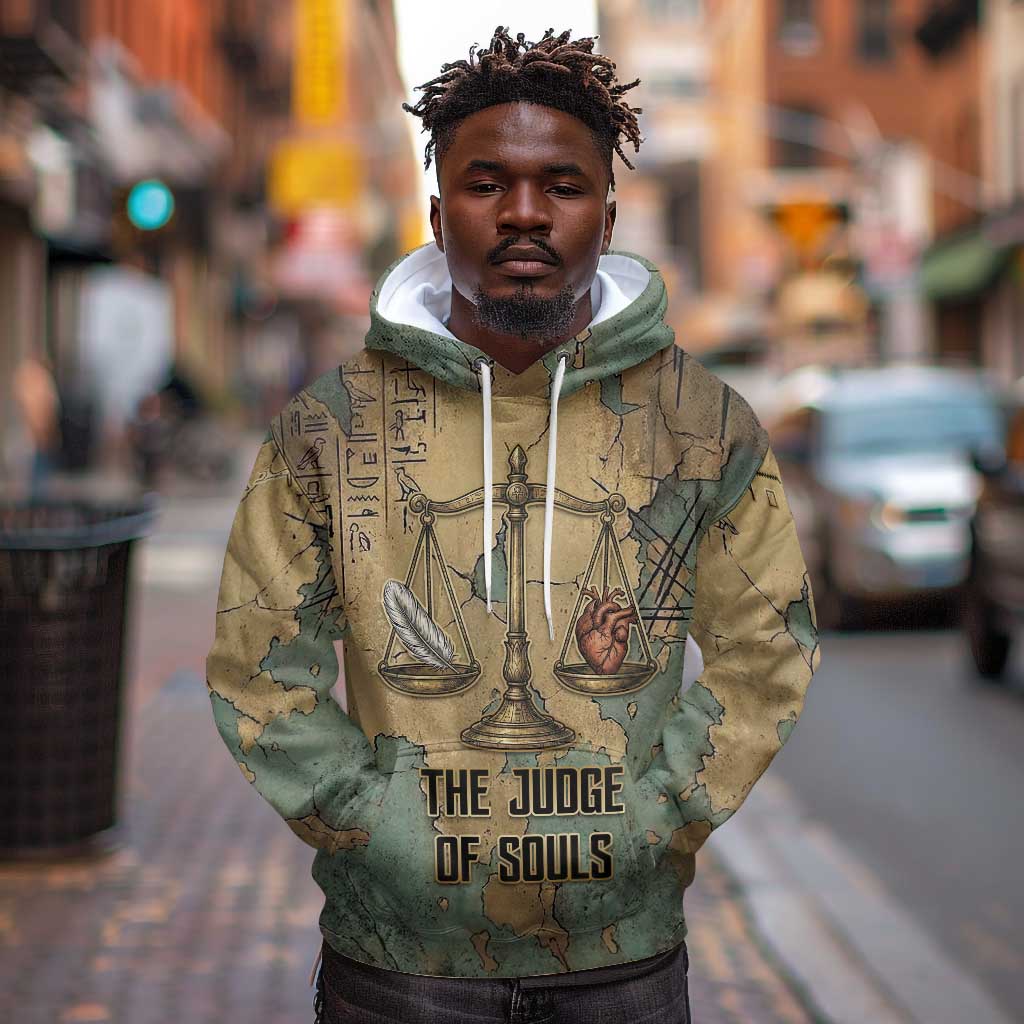 Anubis Hoodie Ancient Egyptian Aged Papyrus, Scales of Justice, and Egyptian Hieroglyph - African Pride
