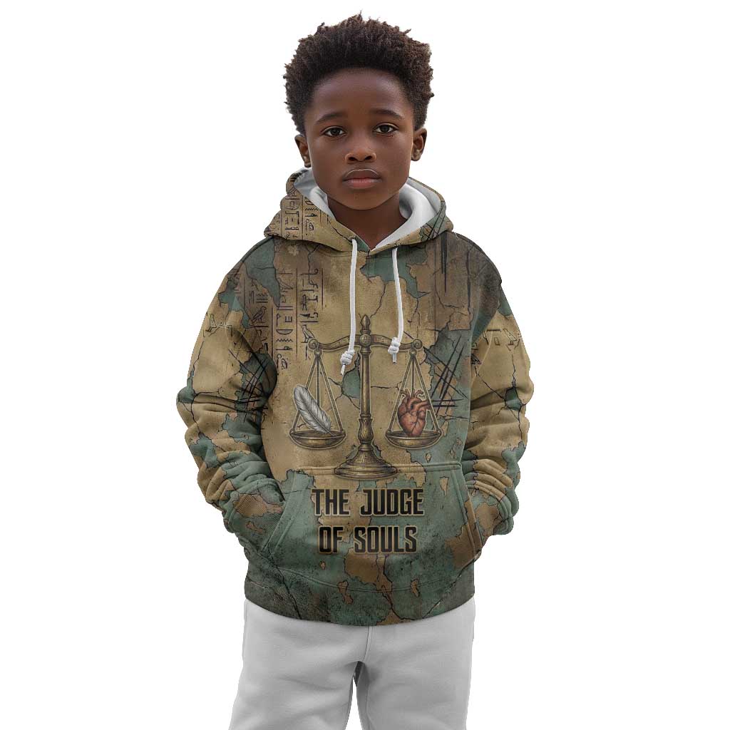 Anubis Kid Hoodie Ancient Egyptian Aged Papyrus, Scales of Justice, and Egyptian Hieroglyph - African Pride