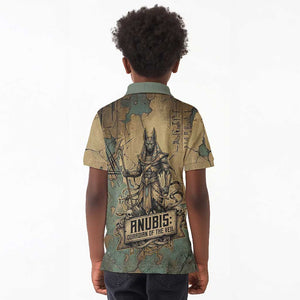 Anubis Kid Polo Shirt Ancient Egyptian Aged Papyrus, Scales of Justice, and Egyptian Hieroglyph - African Pride