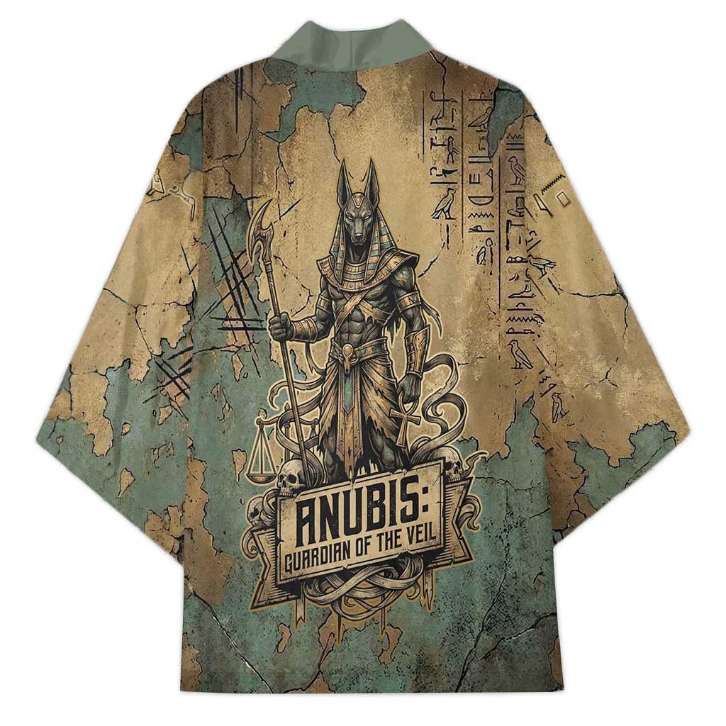 Anubis Kimono Ancient Egyptian Aged Papyrus, Scales of Justice, and Egyptian Hieroglyph - African Pride