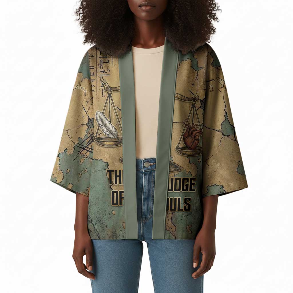 Anubis Kimono Ancient Egyptian Aged Papyrus, Scales of Justice, and Egyptian Hieroglyph - African Pride