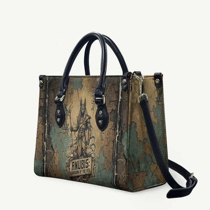 Anubis Leather Bag Ancient Egyptian Aged Papyrus, Scales of Justice, and Egyptian Hieroglyph - African Pride