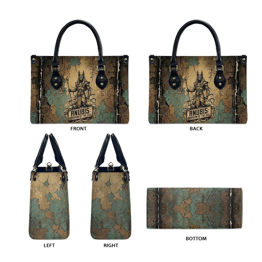 Anubis Leather Bag Ancient Egyptian Aged Papyrus, Scales of Justice, and Egyptian Hieroglyph - African Pride