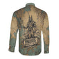 Anubis Long Sleeve Button Shirt Ancient Egyptian Aged Papyrus, Scales of Justice, and Egyptian Hieroglyph - African Pride