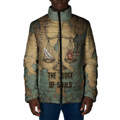 Anubis Padded Jacket Ancient Egyptian Aged Papyrus, Scales of Justice, and Egyptian Hieroglyph - African Pride
