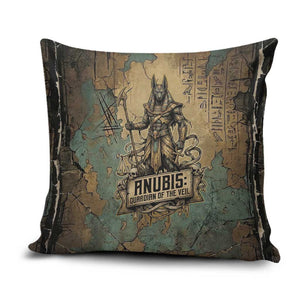 Anubis Pillow Cover Ancient Egyptian Aged Papyrus, Scales of Justice, and Egyptian Hieroglyph - African Pride
