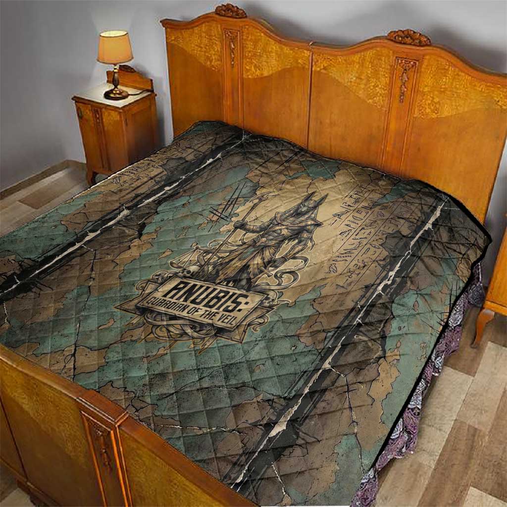 Anubis Quilt Ancient Egyptian Aged Papyrus, Scales of Justice, and Egyptian Hieroglyph - African Pride
