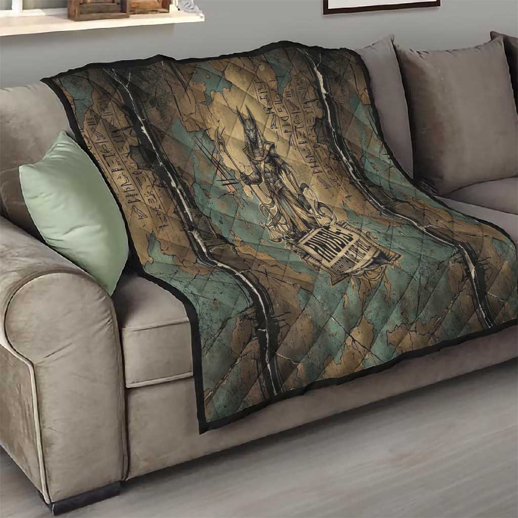 Anubis Quilt Ancient Egyptian Aged Papyrus, Scales of Justice, and Egyptian Hieroglyph - African Pride