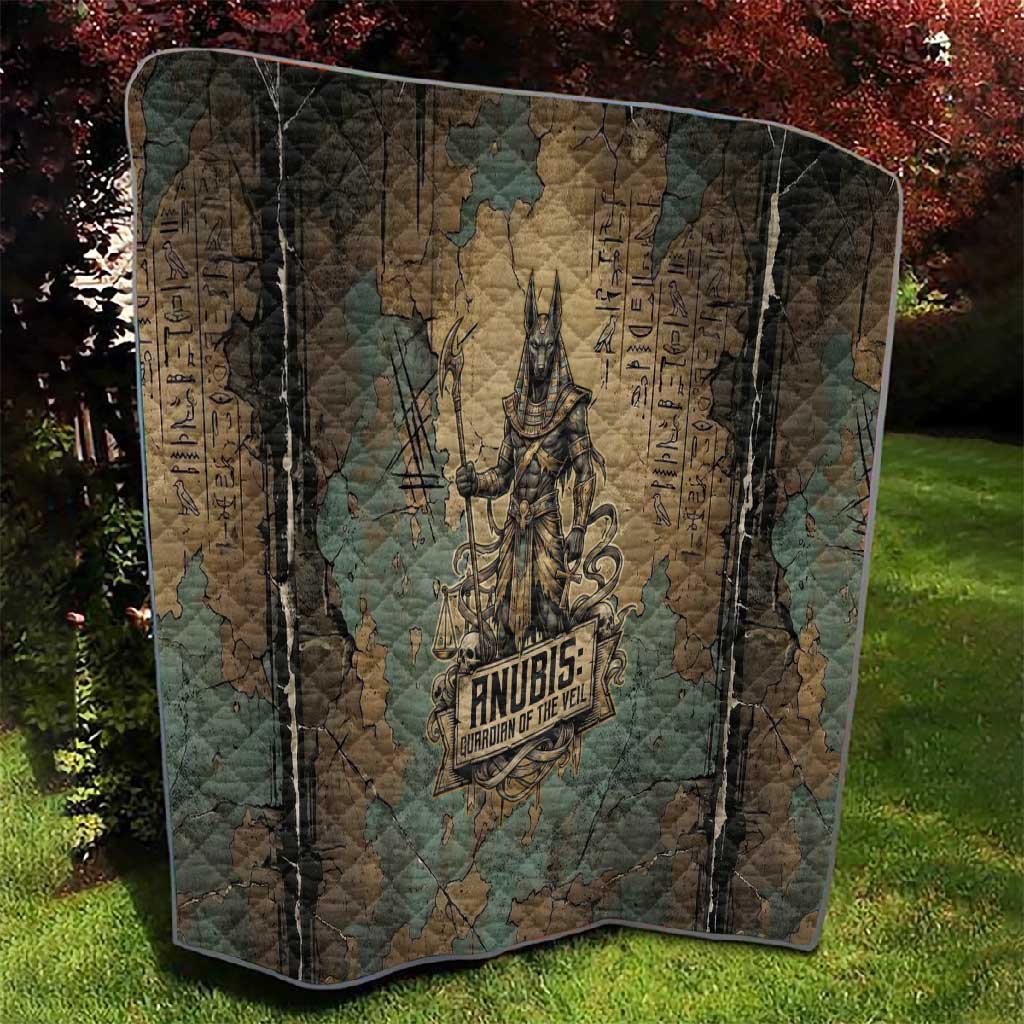 Anubis Quilt Ancient Egyptian Aged Papyrus, Scales of Justice, and Egyptian Hieroglyph - African Pride