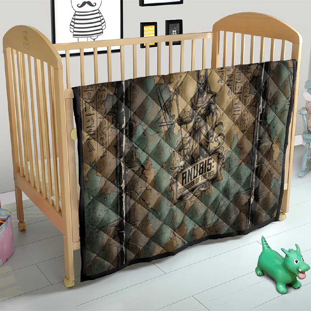 Anubis Quilt Ancient Egyptian Aged Papyrus, Scales of Justice, and Egyptian Hieroglyph - African Pride