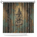 Anubis Shower Curtain Ancient Egyptian Aged Papyrus, Scales of Justice, and Egyptian Hieroglyph - African Pride