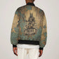 Anubis Sleeve Zip Bomber Jacket Ancient Egyptian Aged Papyrus, Scales of Justice, and Egyptian Hieroglyph - African Pride