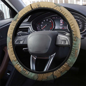 Anubis Steering Wheel Cover Ancient Egyptian Aged Papyrus, Scales of Justice, and Egyptian Hieroglyph - African Pride