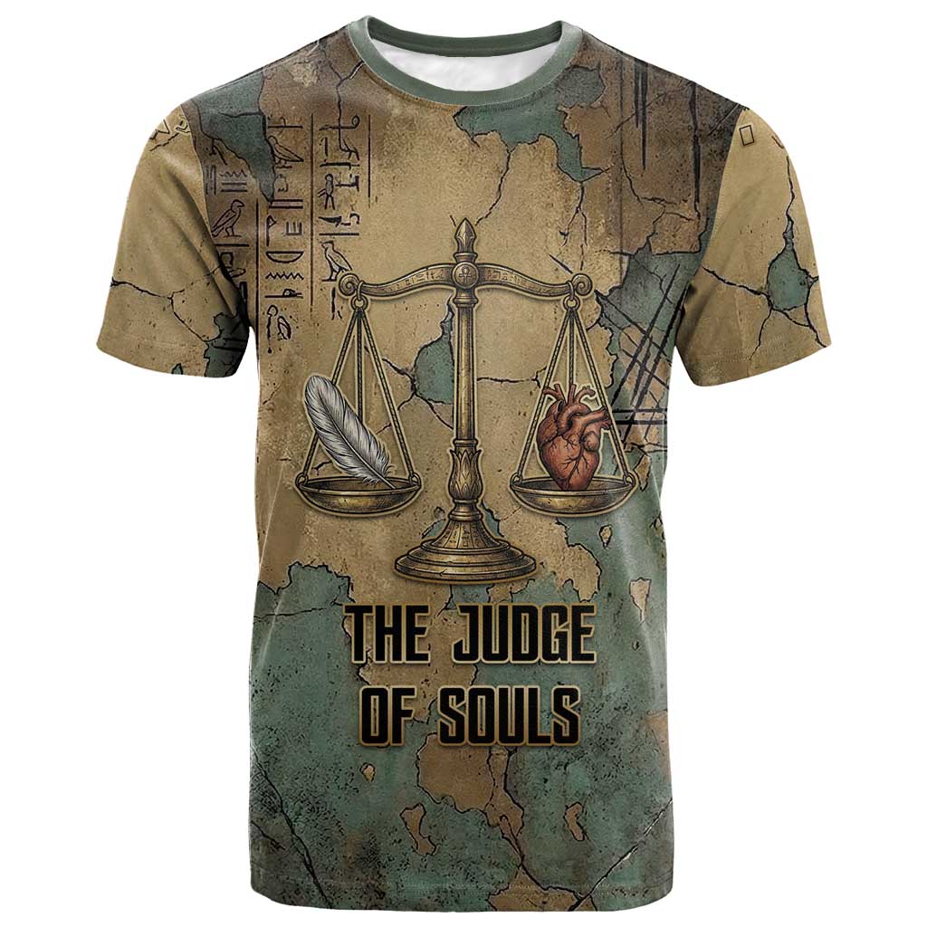 Anubis T shirt Ancient Egyptian Aged Papyrus, Scales of Justice, and Egyptian Hieroglyph - African Pride