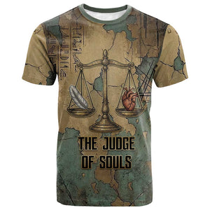 Anubis T shirt Ancient Egyptian Aged Papyrus, Scales of Justice, and Egyptian Hieroglyph - African Pride