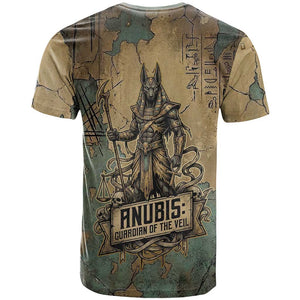 Anubis T shirt Ancient Egyptian Aged Papyrus, Scales of Justice, and Egyptian Hieroglyph - African Pride