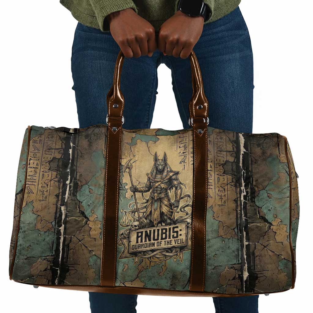 Anubis Travel Bag Ancient Egyptian Aged Papyrus, Scales of Justice, and Egyptian Hieroglyph - African Pride