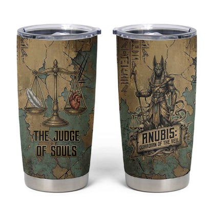 Anubis Tumbler Cup Ancient Egyptian Aged Papyrus, Scales of Justice, and Egyptian Hieroglyph - African Pride
