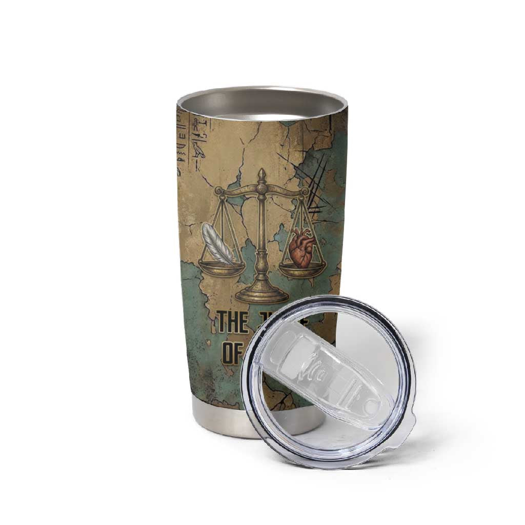 Anubis Tumbler Cup Ancient Egyptian Aged Papyrus, Scales of Justice, and Egyptian Hieroglyph - African Pride