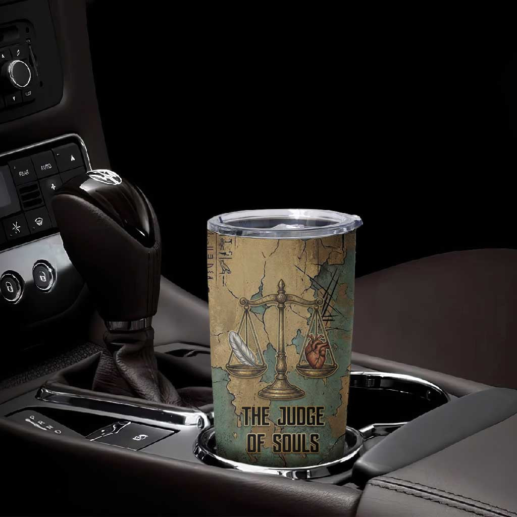 Anubis Tumbler Cup Ancient Egyptian Aged Papyrus, Scales of Justice, and Egyptian Hieroglyph - African Pride