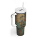 Anubis Tumbler With Handle Ancient Egyptian Aged Papyrus, Scales of Justice, and Egyptian Hieroglyph - African Pride