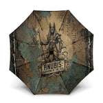 Anubis Umbrella Ancient Egyptian Aged Papyrus, Scales of Justice, and Egyptian Hieroglyph - African Pride