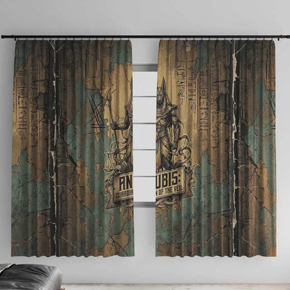 Anubis Window Curtain Ancient Egyptian Aged Papyrus, Scales of Justice, and Egyptian Hieroglyph - African Pride