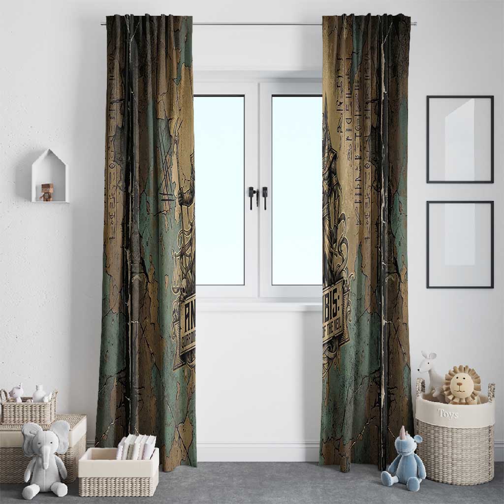 Anubis Window Curtain Ancient Egyptian Aged Papyrus, Scales of Justice, and Egyptian Hieroglyph - African Pride