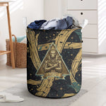 Anubis Ancient Egyptian Laundry Basket with Starry Mummy Wrap Pattern, Anubis Warrior Illustration, and Pyramid - African Pride