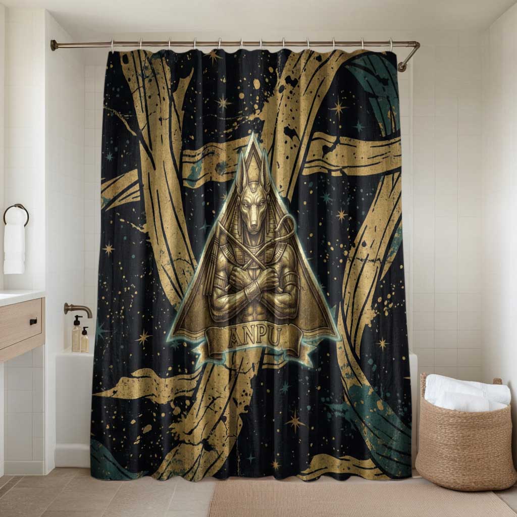 Anubis Ancient Egyptian Bathroom Set with Starry Mummy Wrap Pattern, Anubis Warrior Illustration, and Pyramid - African Pride