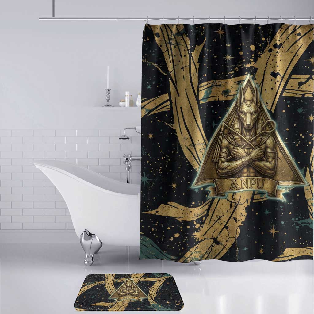 Anubis Ancient Egyptian Bathroom Set with Starry Mummy Wrap Pattern, Anubis Warrior Illustration, and Pyramid - African Pride