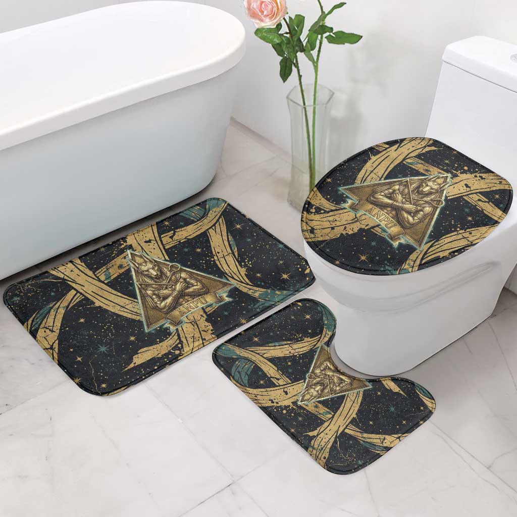 Anubis Ancient Egyptian Bathroom Set with Starry Mummy Wrap Pattern, Anubis Warrior Illustration, and Pyramid - African Pride
