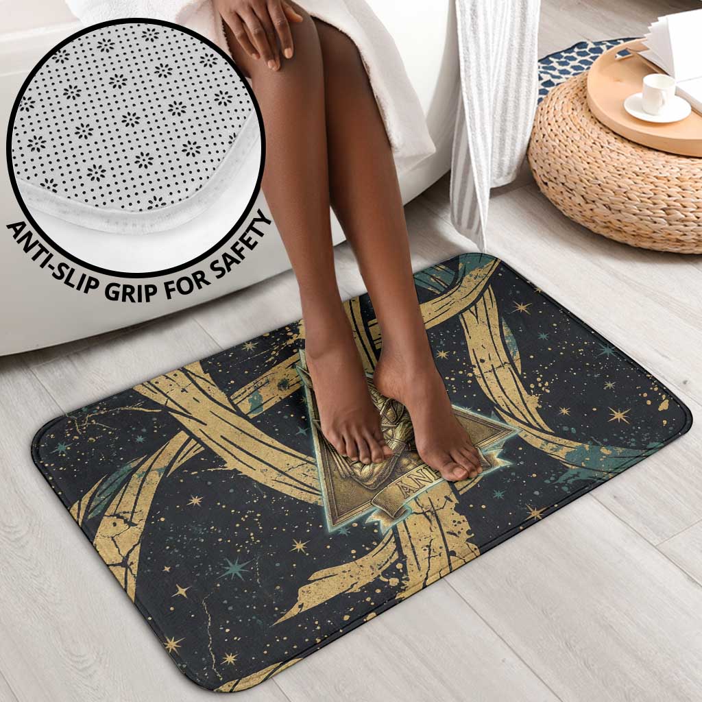 Anubis Ancient Egyptian Bathroom Set with Starry Mummy Wrap Pattern, Anubis Warrior Illustration, and Pyramid - African Pride