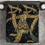 Anubis Ancient Egyptian Bedding Set with Starry Mummy Wrap Pattern, Anubis Warrior Illustration, and Pyramid - African Pride