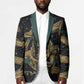 Anubis Ancient Egyptian Blazer with Starry Mummy Wrap Pattern, Anubis Warrior Illustration, and Pyramid - African Pride