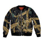 Anubis Ancient Egyptian Bomber Jacket with Starry Mummy Wrap Pattern, Anubis Warrior Illustration, and Pyramid - African Pride