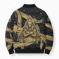 Anubis Ancient Egyptian Bomber Puffer Jacket with Starry Mummy Wrap Pattern, Anubis Warrior Illustration, and Pyramid - African Pride