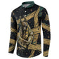 Anubis Ancient Egyptian Button Sweatshirt with Starry Mummy Wrap Pattern, Anubis Warrior Illustration, and Pyramid