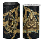 Anubis Ancient Egyptian 4 in 1 Can Cooler Tumbler with Starry Mummy Wrap Pattern, Anubis Warrior Illustration, and Pyramid - African Pride