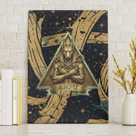 Anubis Ancient Egyptian Canvas Wall Art with Starry Mummy Wrap Pattern, Anubis Warrior Illustration, and Pyramid - African Pride